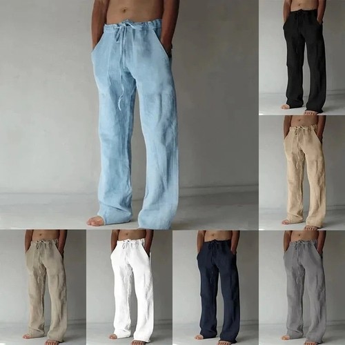 Pantaloni lino cotone - cotone, uomo